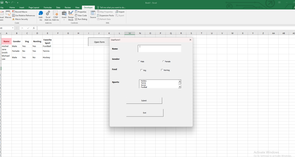 result of How to Use VBA to Input Data from a User Form into Excel