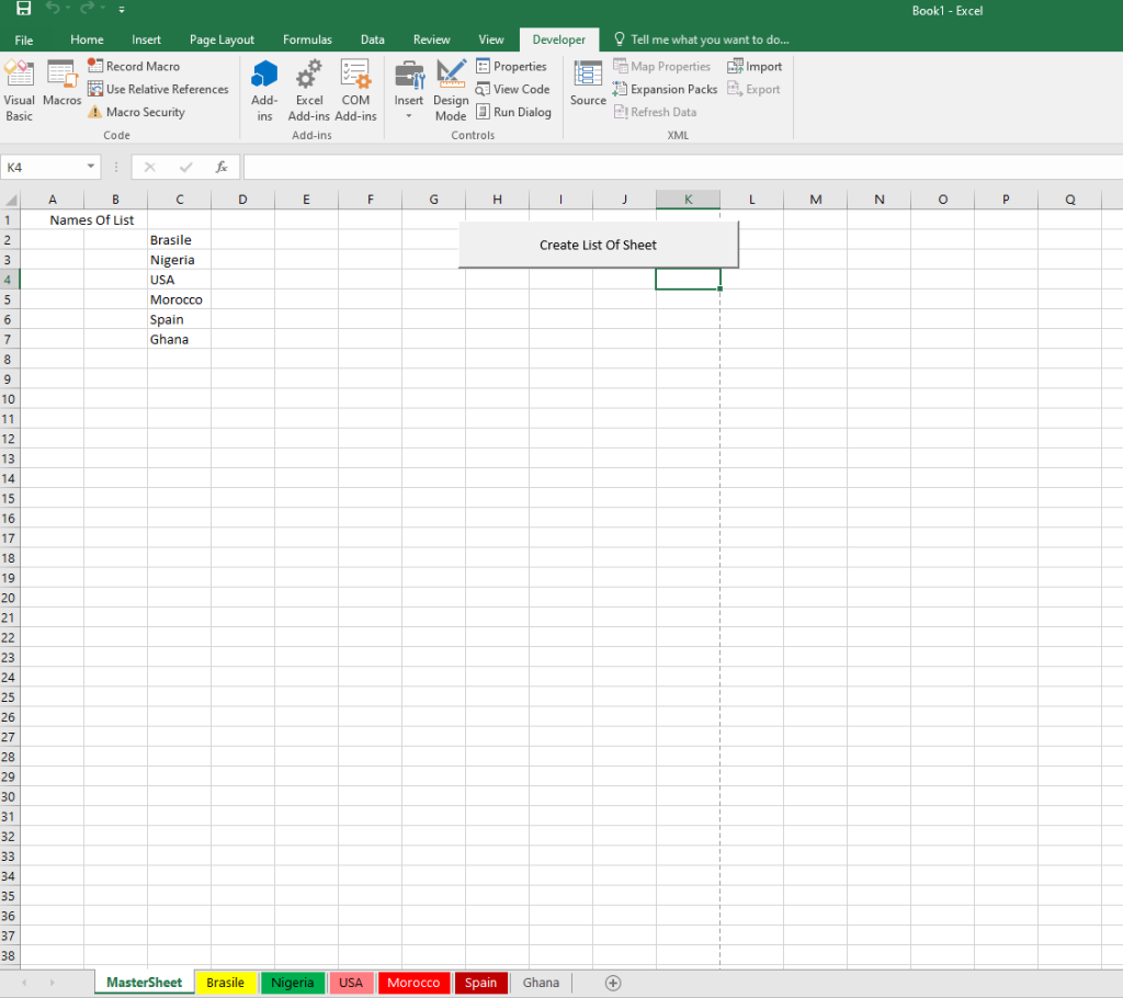 Image result After running the code on How to List Worksheet Names in Excel Automatically Using VBA