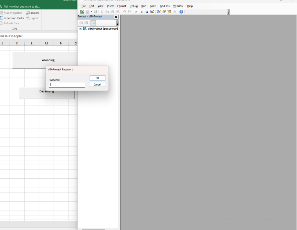 After Setting Your Password The prompt  will request Password Protect  for Your Macro Excel Workbook