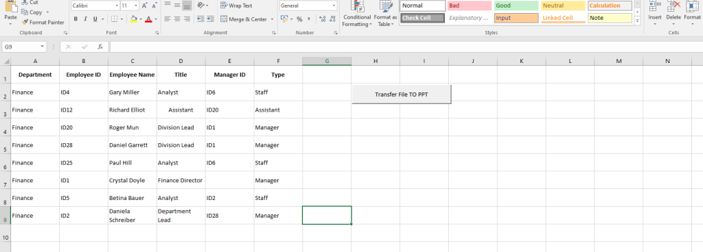 the data before running the code on How to Copy Excel Data to PowerPoint Using VBA