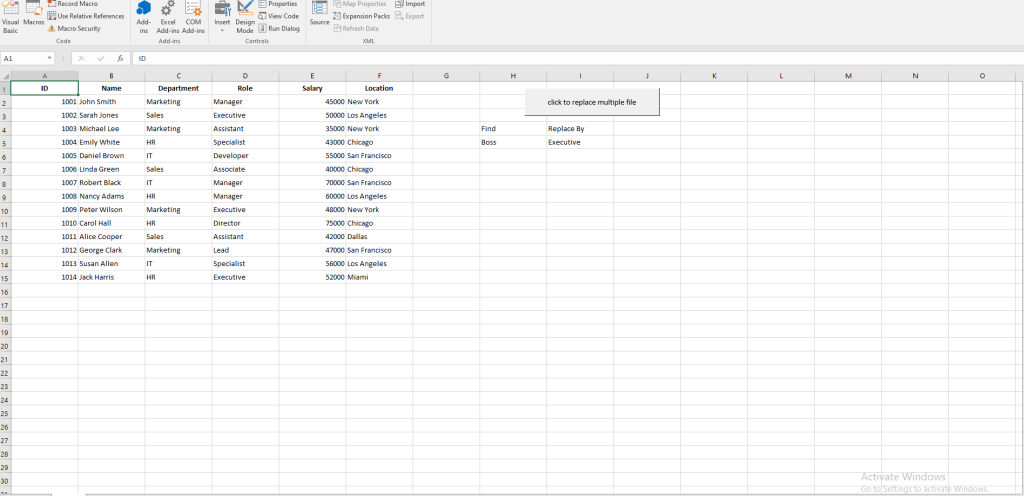 Result oF yout Excel Work Sheet After Running The Code On How to Replace Values in a Range Using VBA Without Selection